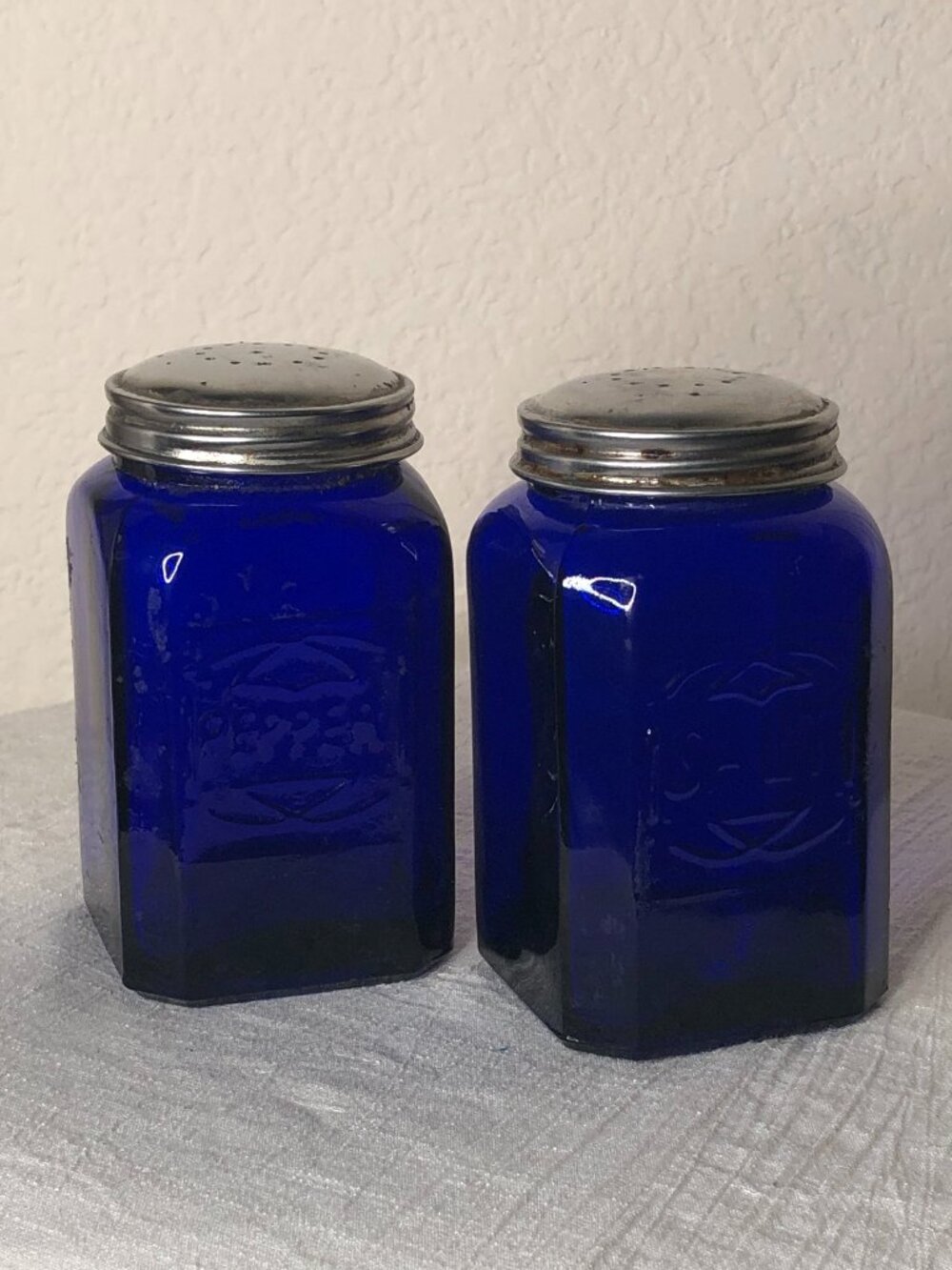 Lovely, Vintage Cobalt Blue Salt & Pepper Shakers- Crownford Glassware